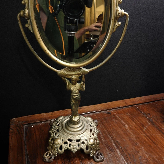 C.1900 Chinoiserie American Cast Iron Tilting Dresser Mirror Golden Mfg Co Chic - Estate Fresh Austin