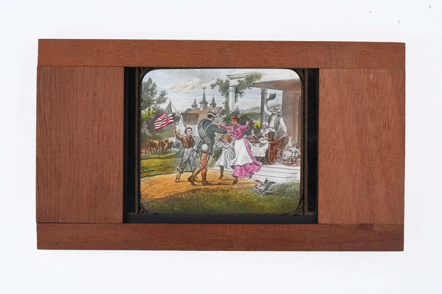 c1900 Civil War End "Scene of Peace" Wood/Glass Magic lantern slide - Estate Fresh Austin