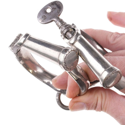 c1900 Croft Darby Style Antique Handcuffs - Estate Fresh Austin