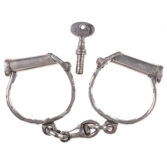 c1900 Croft Darby Style Antique Handcuffs - Estate Fresh Austin