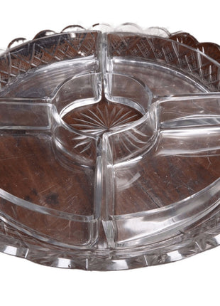 c1900 Cut Crystal Snack/Relish Serving Dish With Original Inserts - Estate Fresh Austin