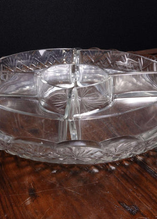 c1900 Cut Crystal Snack/Relish Serving Dish With Original Inserts - Estate Fresh Austin