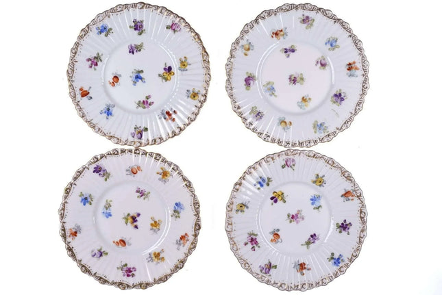 c1900 Dresden Porcelain Bouillon Cup and Saucers set - Estate Fresh Austin