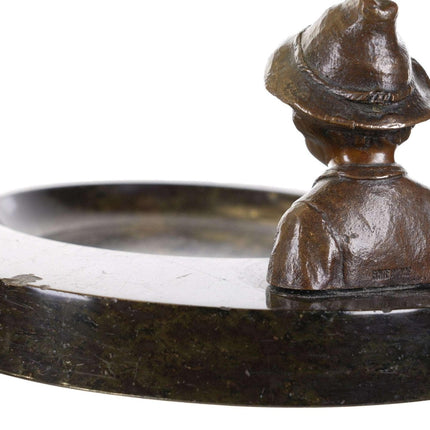 c1900 Echte Bronce Austrian Bronze Boy marble ashtray - Estate Fresh Austin