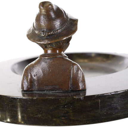 c1900 Echte Bronce Austrian Bronze Boy marble ashtray - Estate Fresh Austin