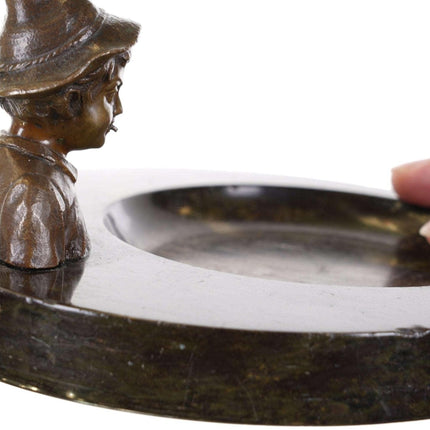 c1900 Echte Bronce Austrian Bronze Boy marble ashtray - Estate Fresh Austin