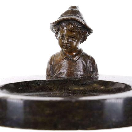 c1900 Echte Bronce Austrian Bronze Boy marble ashtray - Estate Fresh Austin