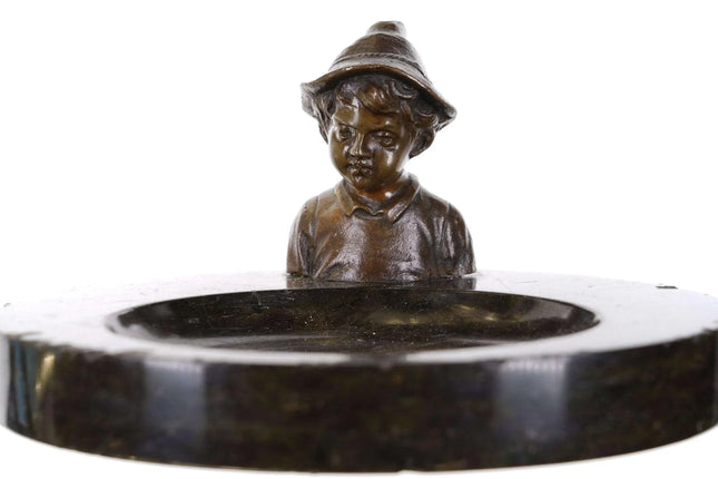 c1900 Echte Bronce Austrian Bronze Boy marble ashtray - Estate Fresh Austin