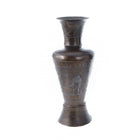 c1900 Egyptian Brass Vase with silver overlay Camels, Pyramids, Sphinx - Estate Fresh Austin