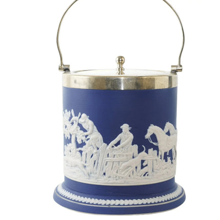 c1900 Equestrian/ scene Adams Jasperware biscuit barrel - Estate Fresh Austin