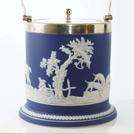 c1900 Equestrian/ scene Adams Jasperware biscuit barrel - Estate Fresh Austin