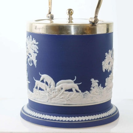 c1900 Equestrian/ scene Adams Jasperware biscuit barrel - Estate Fresh Austin