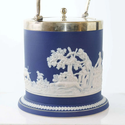 c1900 Equestrian/ scene Adams Jasperware biscuit barrel - Estate Fresh Austin