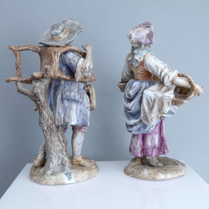 c1900 Ernst Bohne German Porcelain Figures Antique Dealers Beggar and Barmaid Co - Estate Fresh Austin