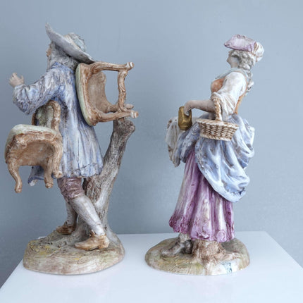 c1900 Ernst Bohne German Porcelain Figures Antique Dealers Beggar and Barmaid Co - Estate Fresh Austin