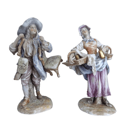 c1900 Ernst Bohne German Porcelain Figures Antique Dealers Beggar and Barmaid Co - Estate Fresh Austin