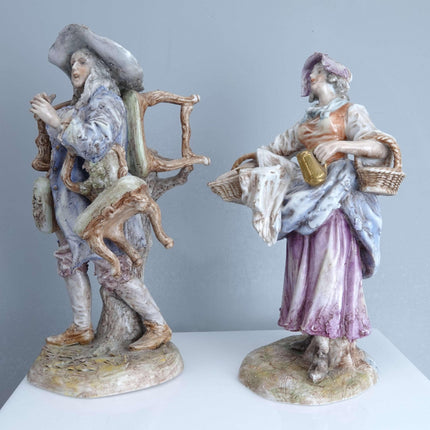 c1900 Ernst Bohne German Porcelain Figures Antique Dealers Beggar and Barmaid Co - Estate Fresh Austin