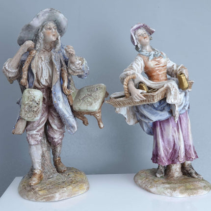 c1900 Ernst Bohne German Porcelain Figures Antique Dealers Beggar and Barmaid Co - Estate Fresh Austin