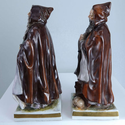 c1900 Ernst Bohne German Porcelain Figures of Monks Pair - Estate Fresh Austin