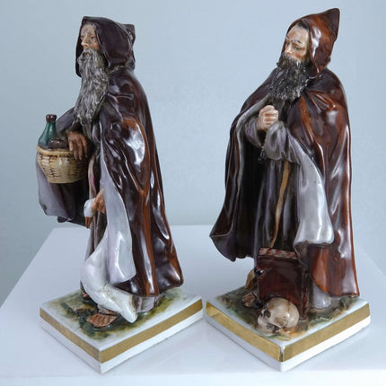 c1900 Ernst Bohne German Porcelain Figures of Monks Pair - Estate Fresh Austin