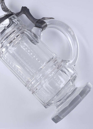 c1900 Faceted Cut glass bohemian beer stein - Estate Fresh Austin