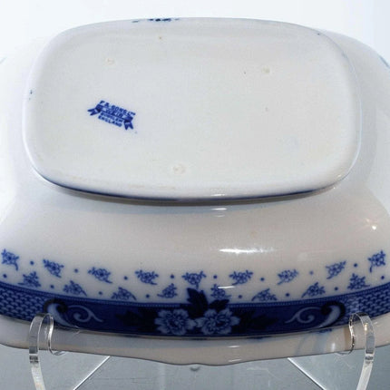 c1900 Ford & Sons Weir Flow Blue Covered vegetable dish - Estate Fresh Austin