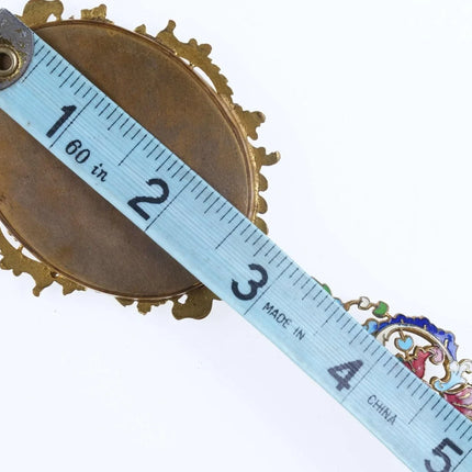 c1900 French Champleve Diminutive Mirror for pendant or child - Estate Fresh Austin