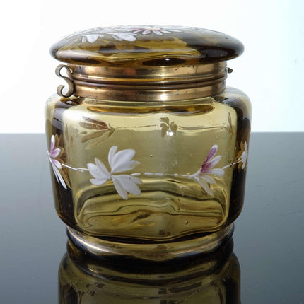 c1900 Hand painted art glass dresser jar - Estate Fresh Austin