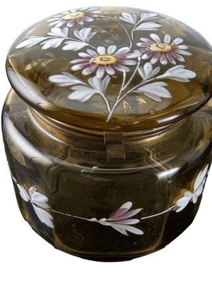 c1900 Hand painted art glass dresser jar - Estate Fresh Austin