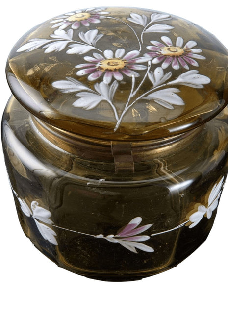 c1900 Hand painted art glass dresser jar - Estate Fresh Austin