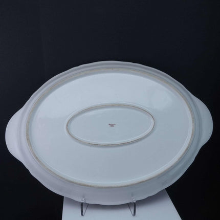 c1900 Haviland Schleiger 340 18.75" Platter Double Gold Pink roses Blue Scrolls - Estate Fresh Austin