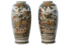 c1900 Japanese Meiji Satsuma Mirrored Pair of vases - Estate Fresh Austin