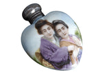 c1900 Japonesque European Porcelain Heart shaped Perfume bottle with sterling li - Estate Fresh Austin