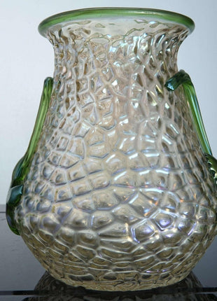 c1900 Kralik Martele Verre - de - Soie Art Nouveau Bohemian art glass vase - Estate Fresh Austin