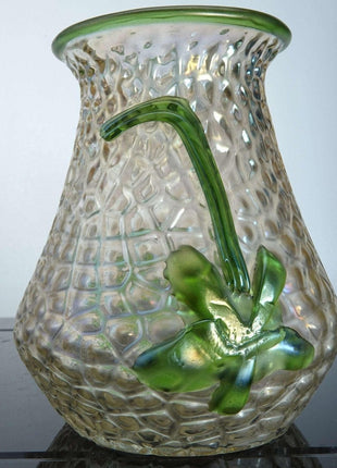 c1900 Kralik Martele Verre - de - Soie Art Nouveau Bohemian art glass vase - Estate Fresh Austin