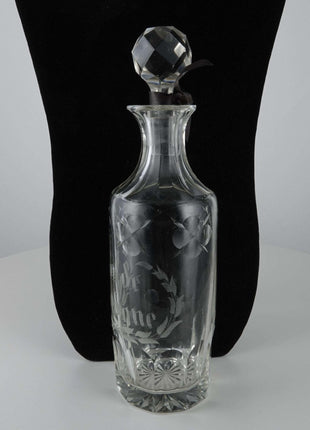 c1900 Large French Cut Glass Perfume Bottle Etched Eau De Cologne - Estate Fresh Austin