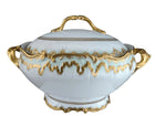 c1900 Limoges Porcelain Soup Tureen with Heavy gold green trim - Estate Fresh Austin