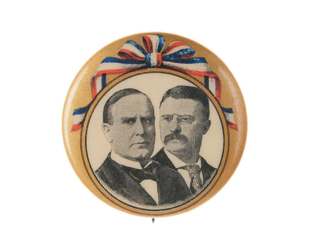 c1900 McKinley Roosevelt Jugate 1.25" y - Estate Fresh Austin