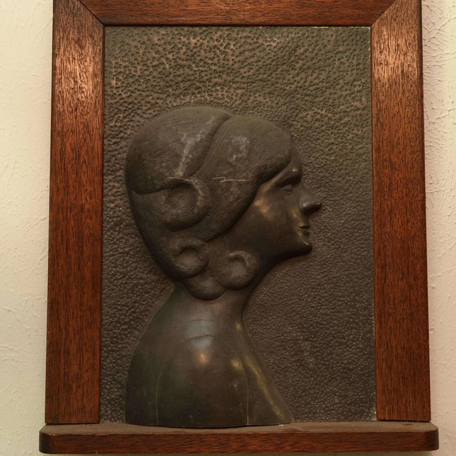 c1900 Michigan State University Morill Hall Wall Plaque Lead/Pewter Relief Bust - Estate Fresh Austin