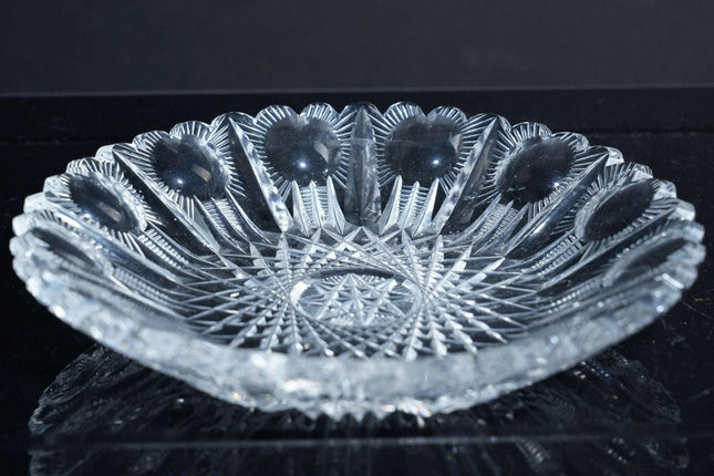 c1900 Pairpoint heart American Brilliant Period Cut Glass plate - Estate Fresh Austin