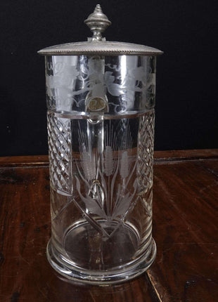 c1900 Presentation Glass Bohemian Cut Beer Stein - Estate Fresh Austin