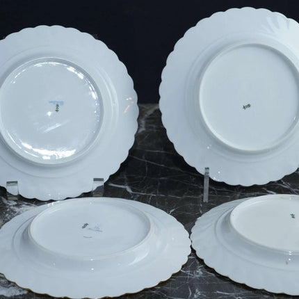 c1900 Richard Klemm Swirled Dresden flowers Salad plate set - Estate Fresh Austin