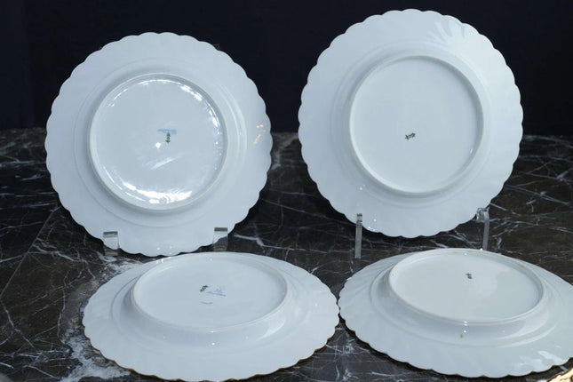 c1900 Richard Klemm Swirled Dresden flowers Salad plate set - Estate Fresh Austin