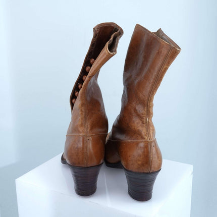 c1900 Roberts, Johnson & Rand Brown Leather High Top Lace - up Boots - Estate Fresh Austin