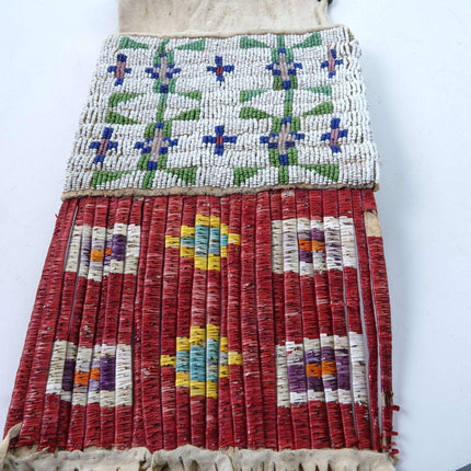 c1900 Sioux Quillwork Beaded Tobacco Bag 29.25" long - Estate Fresh Austin