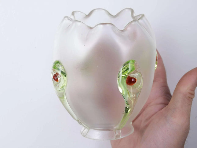 c1900 Uranium glass applied lamp shade with 2.25" fitter - Estate Fresh Austin