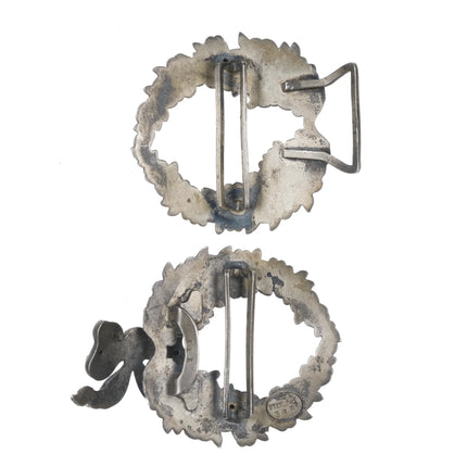 c1900 William Kerr Sterling floral wreath with turquoise belt buckle - Estate Fresh Austin