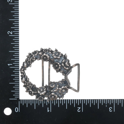 c1900 William Kerr Sterling floral wreath with turquoise belt buckle - Estate Fresh Austin