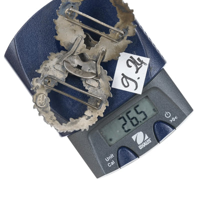 c1900 William Kerr Sterling floral wreath with turquoise belt buckle - Estate Fresh Austin