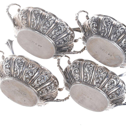 c1902 British Sterling silver Repousse Master salt/spoons set - Estate Fresh Austin